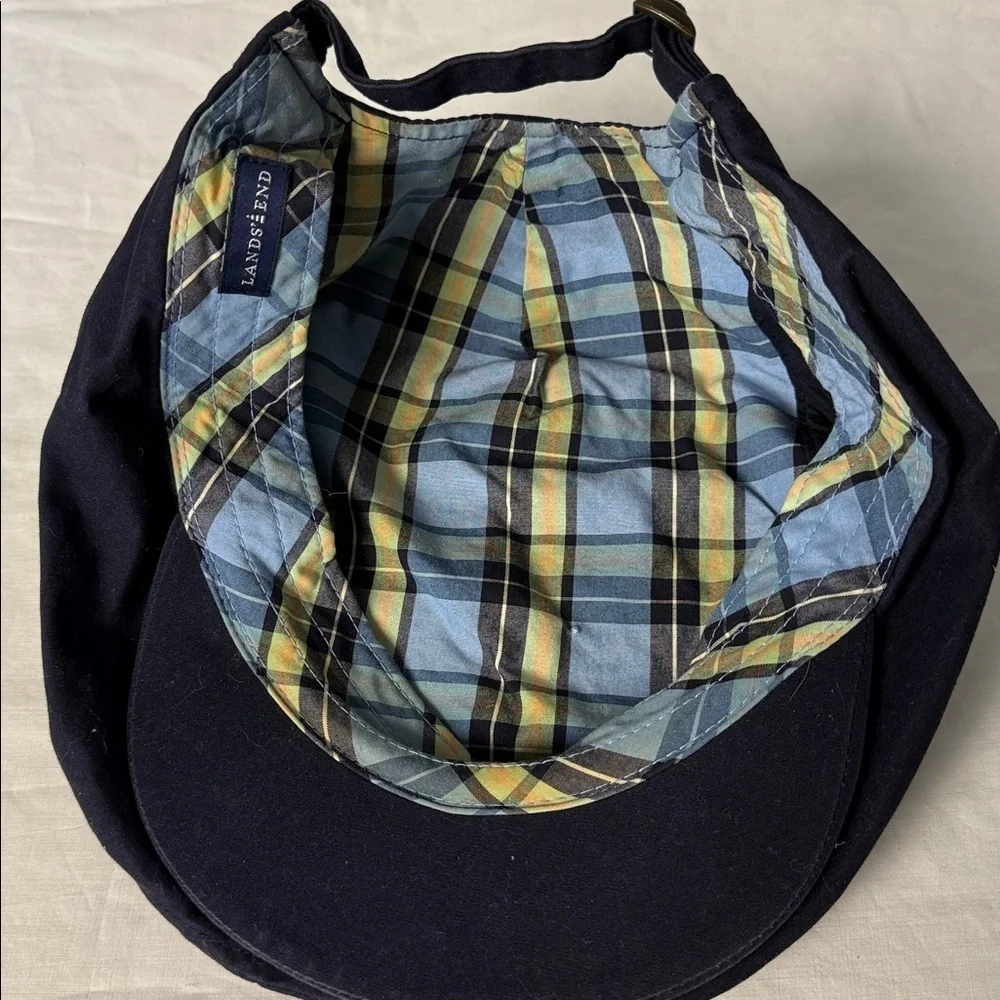 Lands’ End Cotton Newsboy Flat Cap Dark Blue One Size Ivy Hat